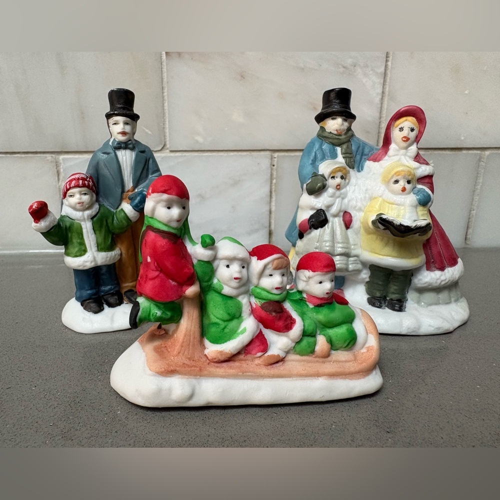 Vintage Christmas Village Porcelain/Ceramic Figurines, Unmarked